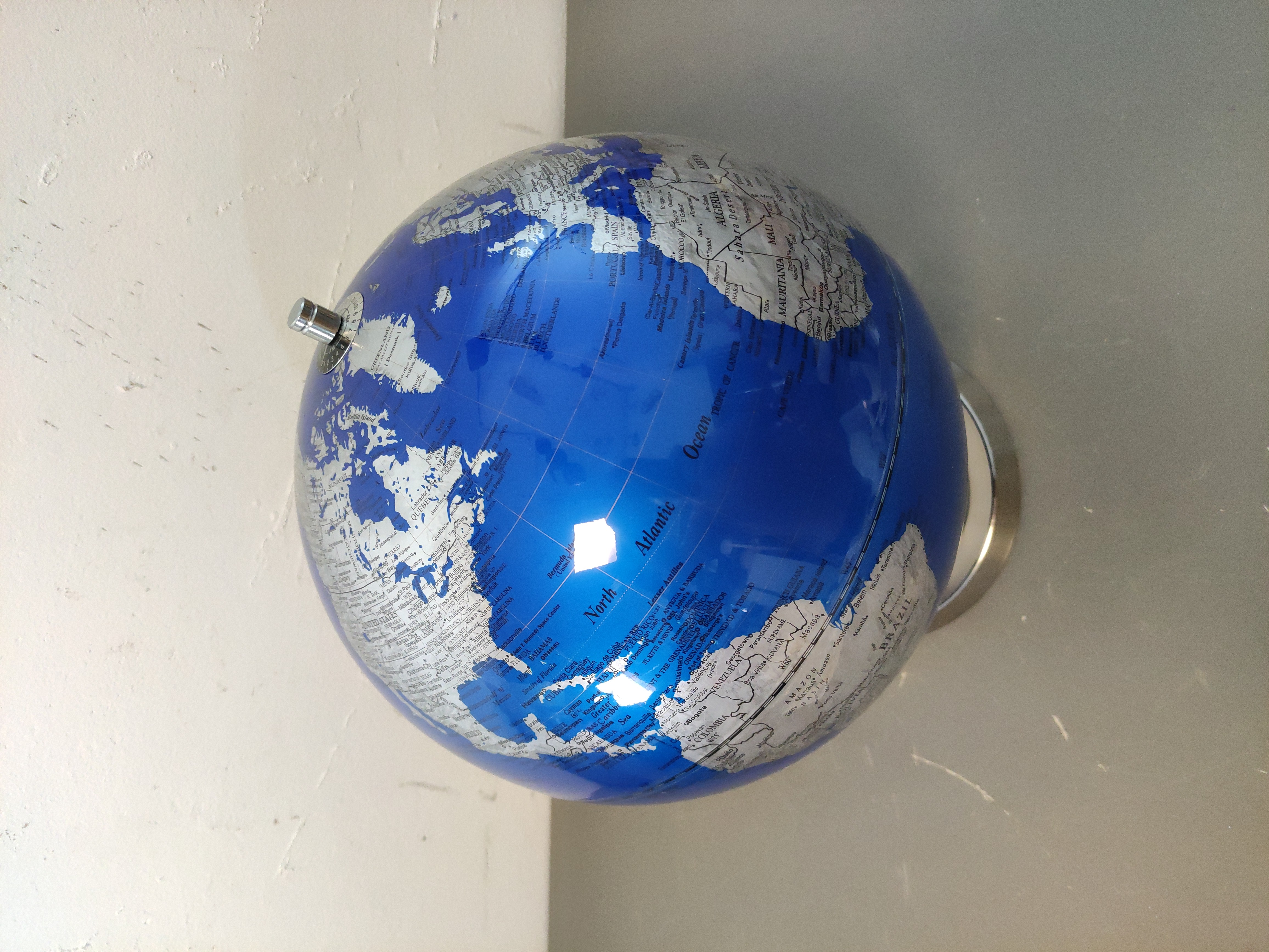 globo terraqueo giratorio pvc azul inox alt 37 1u
